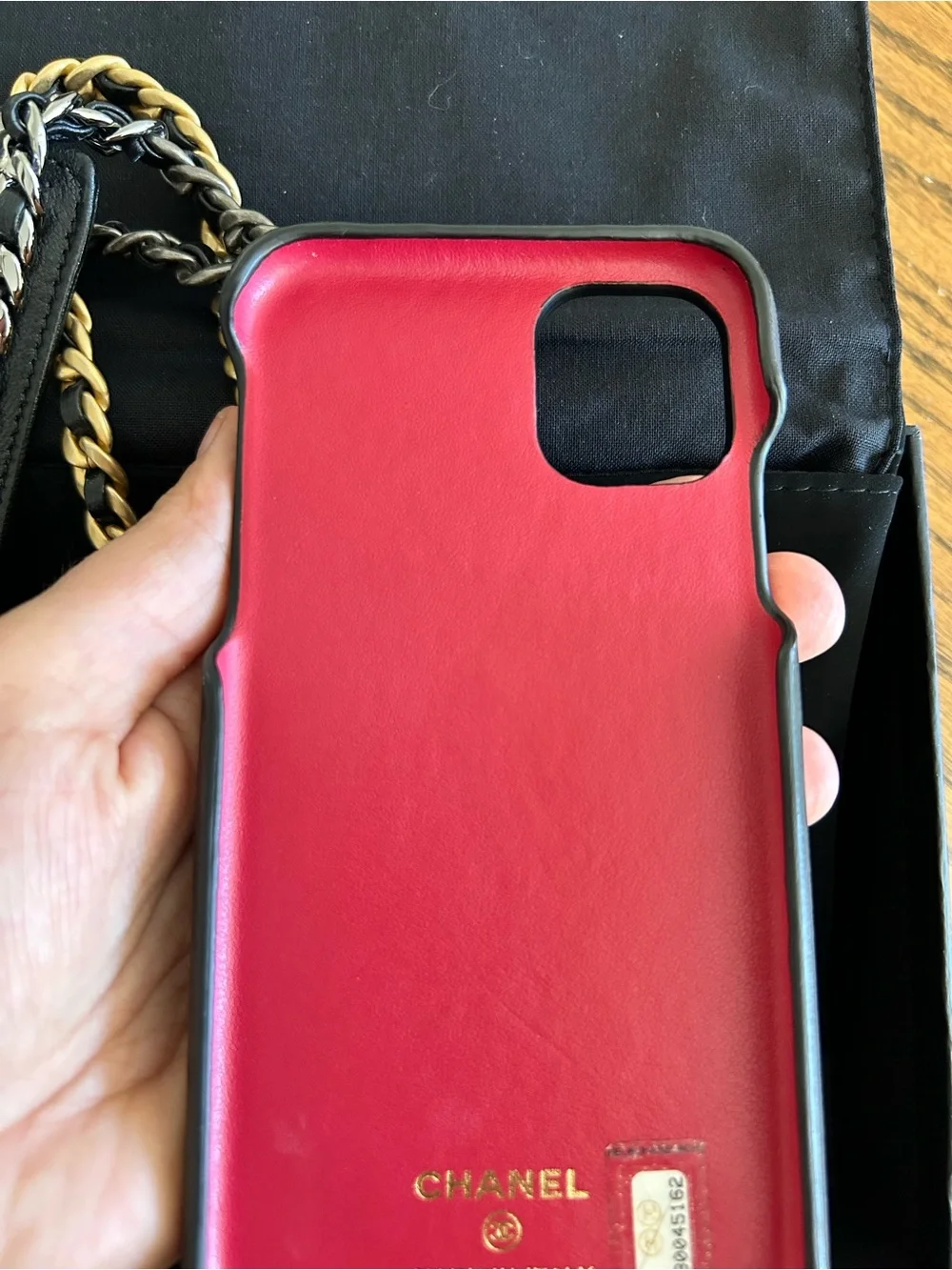 Chanel Black Quilted Leather iPhone X Pro Case with Gold Chain FULL INCLUSION